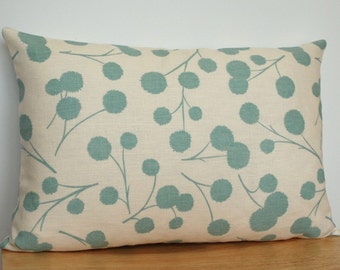 Thom Felicia Aqua Floral Pillow Cover, Turquoise Throw Pillow, Floral Pillow Cover, Floral Cushion Cover, 12x18 Inch Floral Pillow
