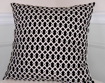Black Pillow Cover, Geometric Throw Pillow Cover, Black & White Cushion Cover, 18x18 Waverly Throw Pillow