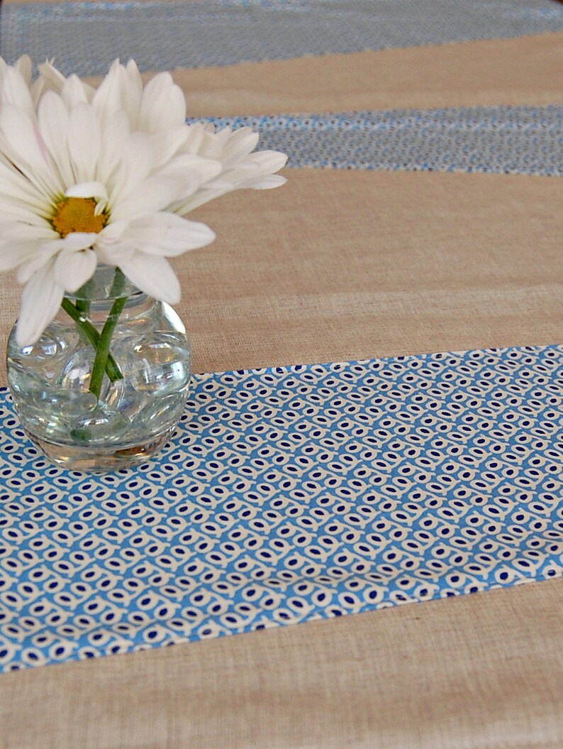 Linen Farmhouse Table Runner Blue Linen Table Runner 16x38 Etsy