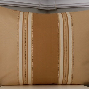 Striped Throw Pillow Cover, Gold Pillow Cover,  Gold Cushion Cover, 12x18 Inch Throw Pillow, Tan Throw Pillow, Beige Pillow Cover