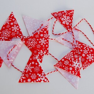Christmas Garland, Christmas Bunting, Holiday Bunting, Red Snowflake Garland, Holiday Decor, Christmas Decor