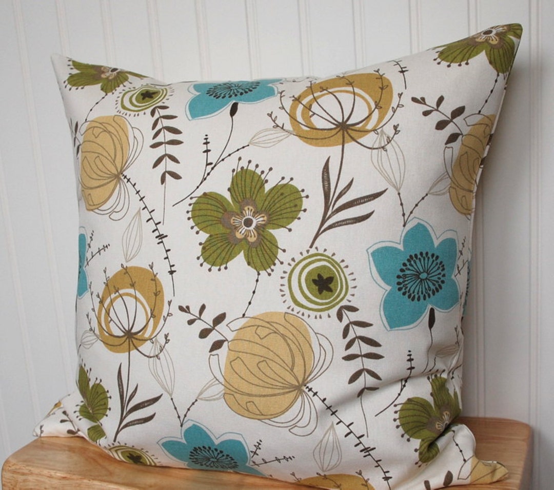 Floral Pillow Cover Green Floral Throw Pillow Neutral Etsy Italia