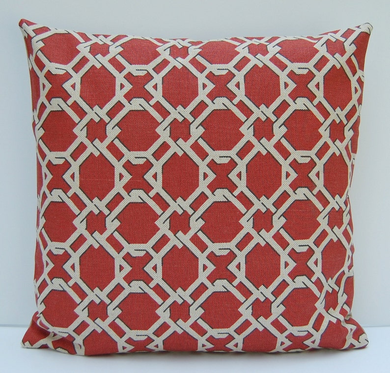 Brick Red Geometric Pillow Cover Rust Tan Throw Pillow 18x18 Etsy