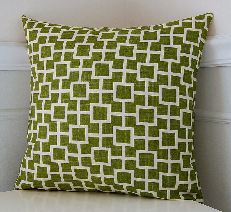 Green Geometric Pillow Cover Green Throw Pillow 18x18 Etsy