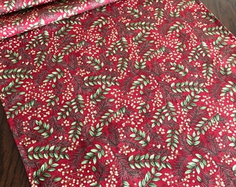 Red Christmas Table Runner: Holiday Greens & Berries, Holiday Decor