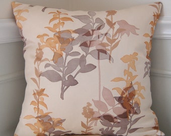 Autumn Throw Pillow, Gold Throw Pillow, Gray Floral Pillow Cover, 18x18 Inch Cushion Cover, Grey Floral Cushion, Neutral Floral