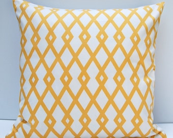 Yellow Geometric Pillow Cover: Modern Cotton Throw Cushion (18x18)