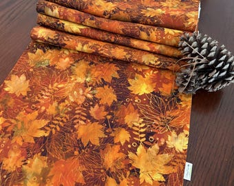 Fall Table Runner, Autumn Leaves Table Runner, 13x72 Table Runner, Gold Red Orange Table Runner, Fall Table Decor, Thanksgiving Decor