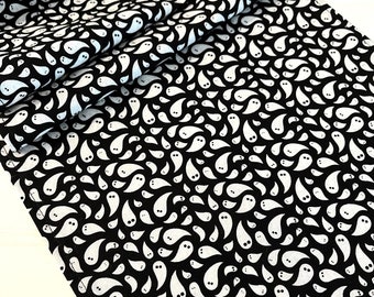 Halloween Table Runner: Black & White Ghosts, Cotton Decor (11x43 inches)
