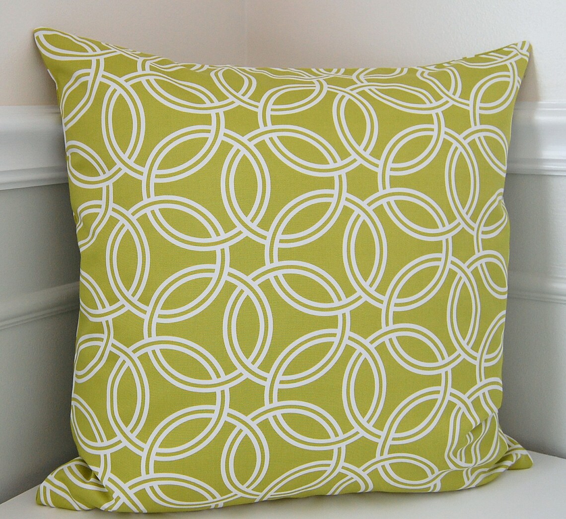 Green Decorative Pillow Cover Kiwi Green Geometric Throw Etsy