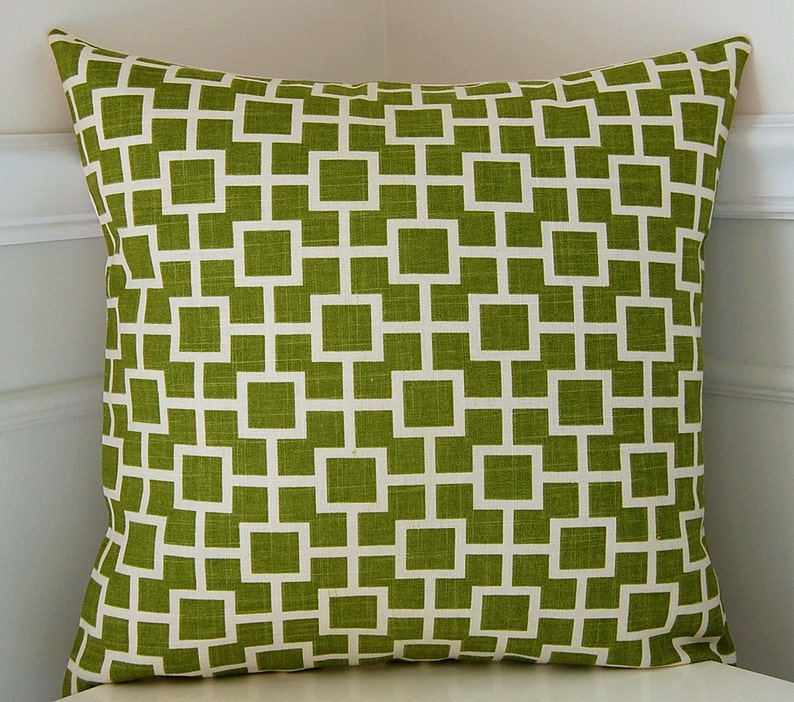 Green Geometric Pillow Cover Green Throw Pillow 18x18 Etsy