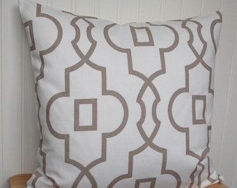 Taupe Geometric Pillow Cover: Modern Cotton Throw Pillow (18x18)