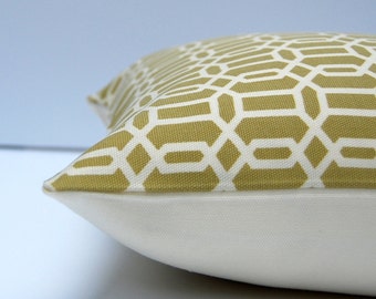 Chartreuse Green Geometric Pillow Cover: 14x20 Cotton Throw Pillow