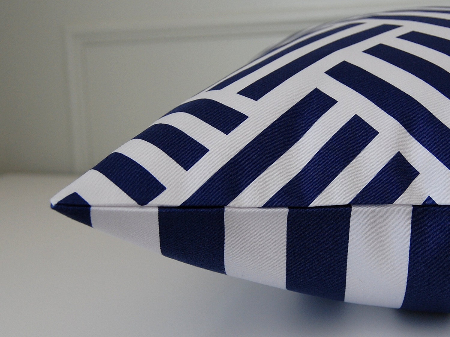 Navy Blue Pillow Cover Blue Geometric Throw Pillow Etsy