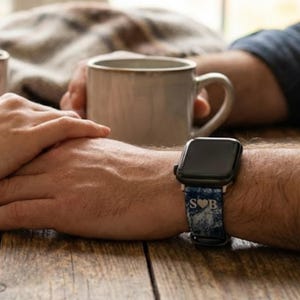Personalized Couple Apple Watch Bands - Matching Leather Strap with Hidden Message
