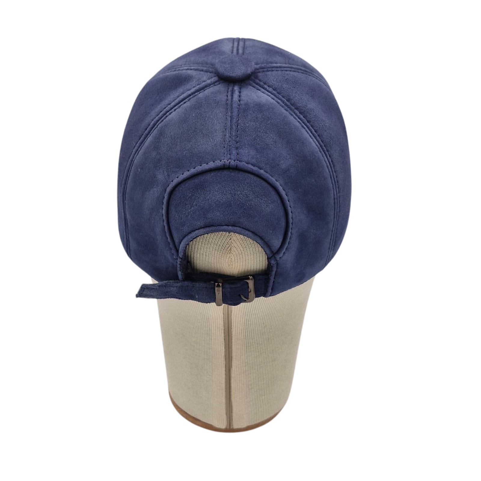 Genuine Suede Leather Cap Midnight Blue Leather Baseball Cap Handmade Handcrafted Suede Leather Baseball Cap, Adjustable Unisex  main image 3