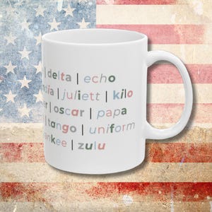 NATO Phonetic Alphabet Mug | Military Gift Coffee Cup | Alpha Bravo Charlie Ceramic Mug | Aviation Lover Gift | Tactical Office Mug
