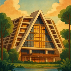 Fairytale Resort Poster/ Inspired by Contemporary Resort/ Storybook-Style Disney Hotel Wall Art Print