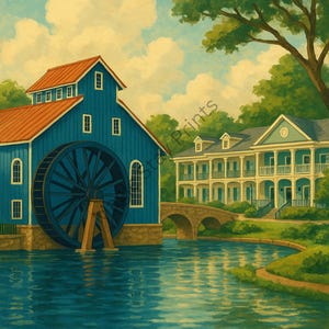 Fairytale Resort Poster/ Inspired by Port Orleans Riverside/ Storybook-Style Disney Wall Art Print