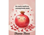 Rosh Hashanah Digital Greeting Card | Shana Tova Pomegranate Jewish New Year Blessing Printable