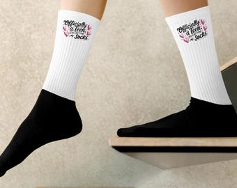 Bat Mitzvah Socks: Funny Jewish Teen Gift, White & Black