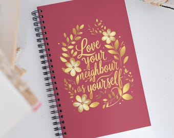 Inspirational Quote Spiral Notebook: Floral Design, Bible Verse