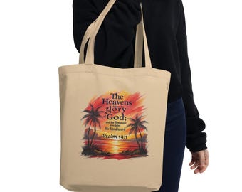 Psalm 19:1 Bible Verse Tote Bag – Organic Cotton Eco-Tote