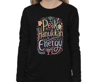 Kids "Peak Hanukkah Energy" Long Sleeve Shirt – Holiday Graphic Tee
