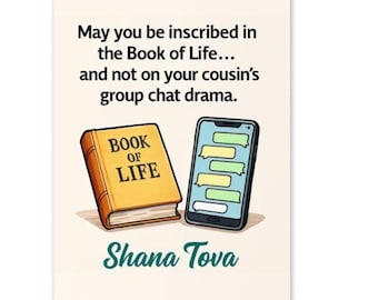Funny Rosh Hashanah Card – Book of Life Digital Greeting, Shana Tova Printable