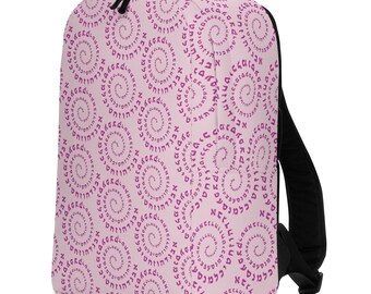 Pink Hebrew Alphabet Backpack – Spiral Letters School Bag for Kids, First Grade Gift