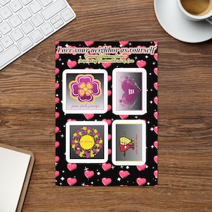 Love Your Neighbor as Yourself – Hebrew Sticker Sheet with Jewish Inspirational Designs