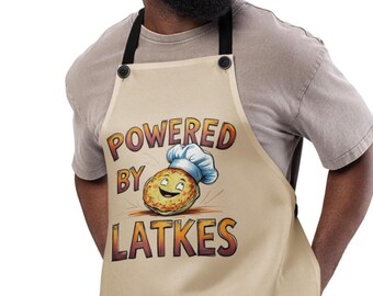Funny "Powered by Latkes" Apron: Hanukkah Kitchen Gift