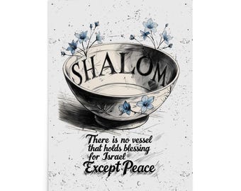 Arte mural hebreo Shalom: póster judío inspirador para el hogar o la oficina