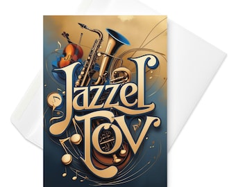 Jazzel Tov Funny Jewish Card: Mazel Tov Pun for Music Lovers