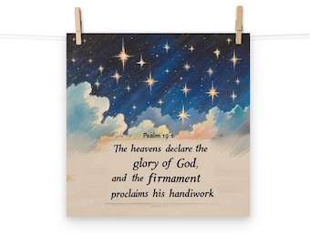 Psalm 19 Scripture Wall Art: Inspirational Stars & Sky Bible Verse Poster
