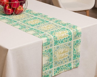 Camino de mesa Shabat Shalom: Decoración judaica floral moderna