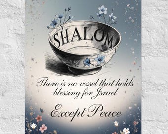 Póster Shalom – Arte floral judío moderno para pared, impresión en hebreo