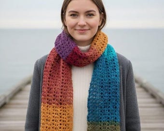 Crochet Lace Scarf Pattern PDF | Elegant Lacy Shawl Tutorial | Easy Summer Wrap Beginner Pattern | 5 Languages Instant Download PDF