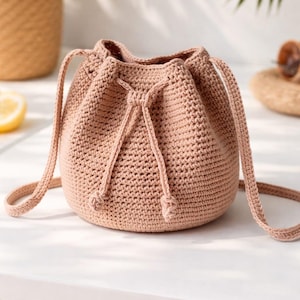 Crochet Bucket Bag Pattern PDF | Easy Boho Shoulder Bag Tutorial | Summer Handbag Pattern | DIY Crochet Purse Download