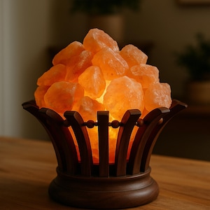 Himalaya Pink Salz Lampe Holzkorb 8,4 Pfund, H 6 &quot;x Durchmesser 9&quot;