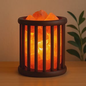 9 &quot;Himalaya Salz Lampe - Holzkorb Rosa Lampe Geschenk Home Spa Decor Erschwinglich