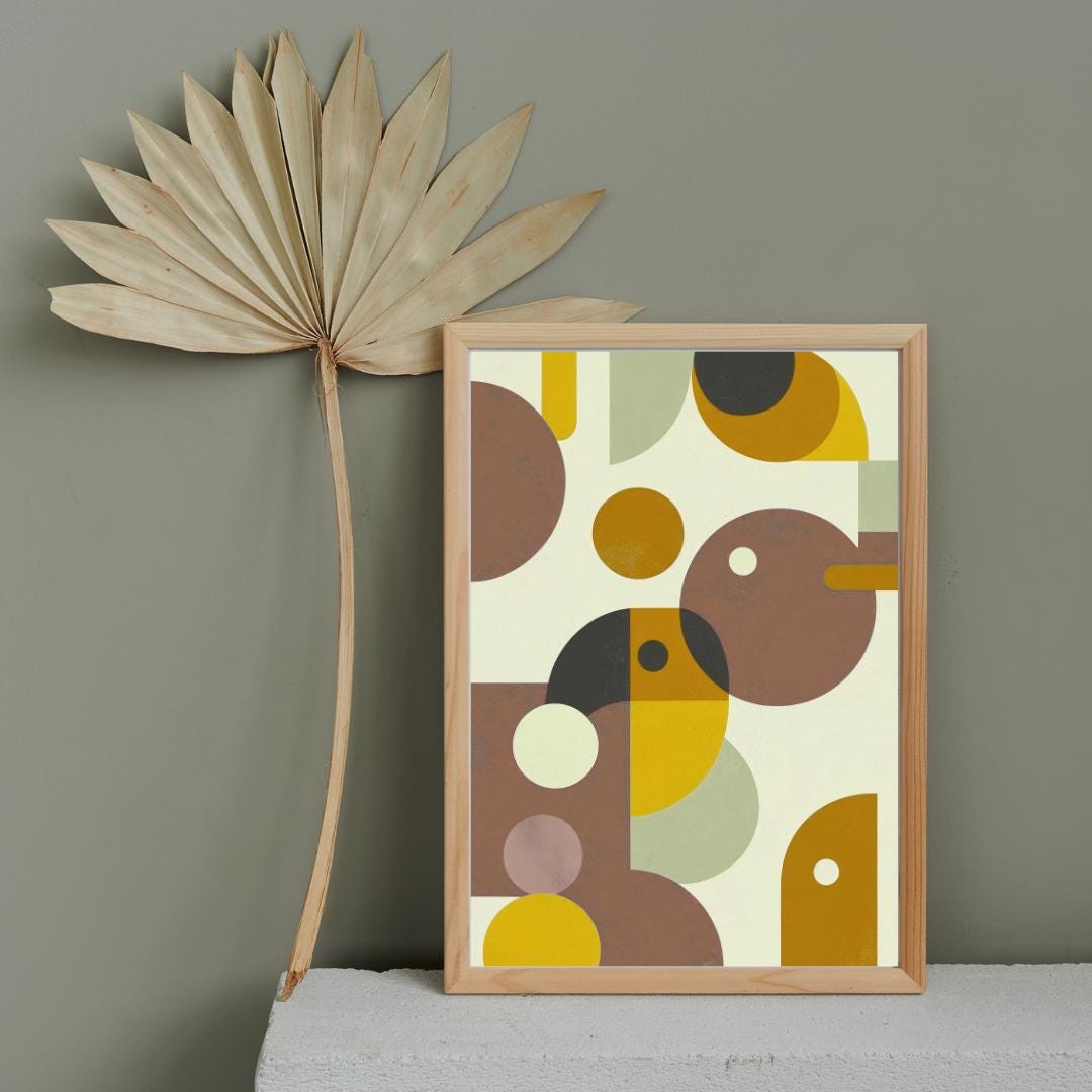 Mid Century Modern Wall Art Printable | Geometric Abstract Digital ...