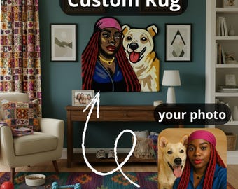 Custom Portrait Rug, Personalized Tufted Rug from Photo, Handmade Pet Portrait Rug, Custom Wall Hanging Gift