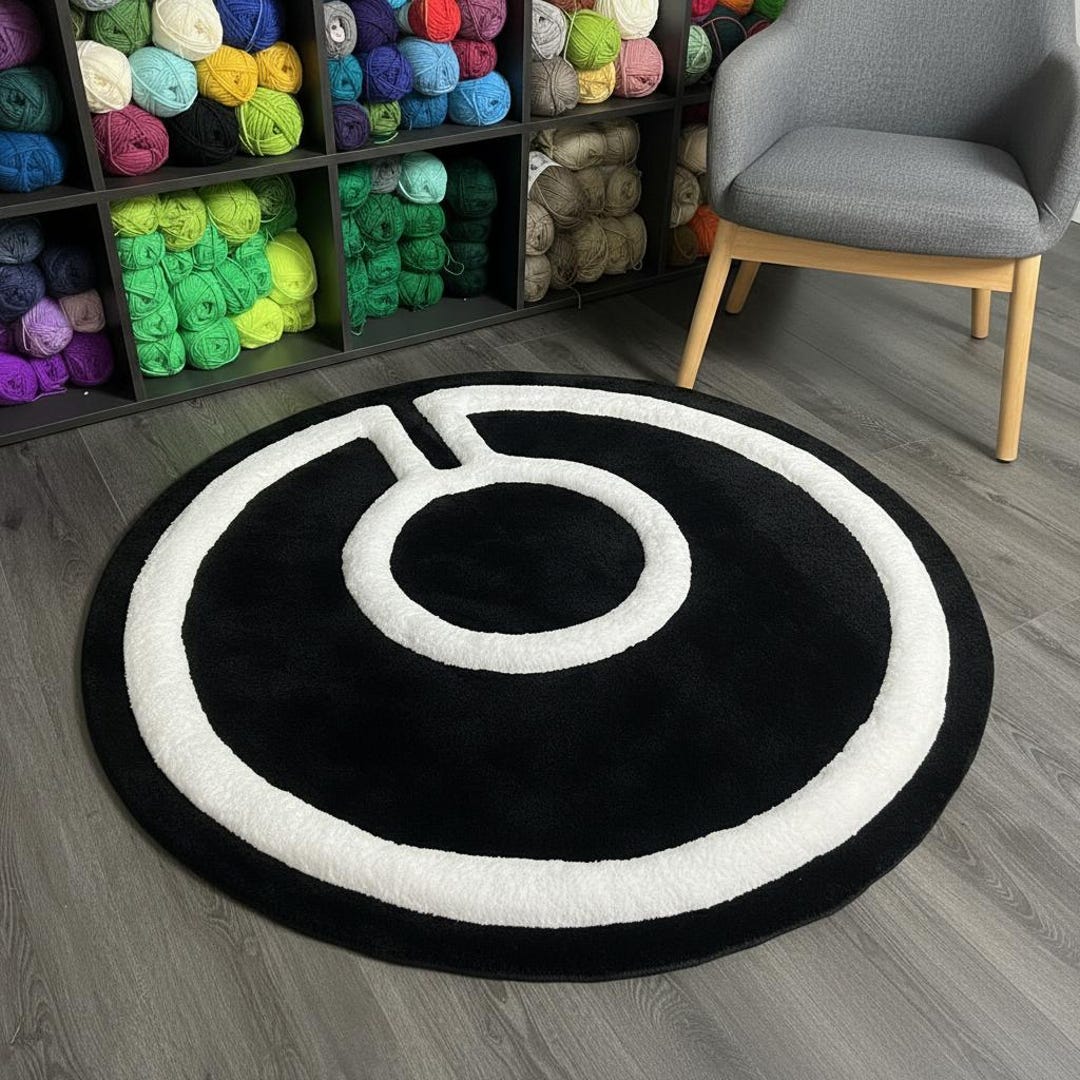 Round Rug With Your Logo - Any Style - Cubicle Décor for Office - Black ...