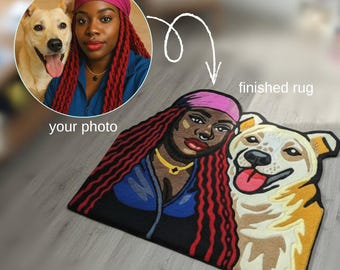 Custom Portrait Rug from Photo, Personalized Face Rug, Pet Portrait Carpet, Custom Tufted Area Rug, Unique Gift Idea