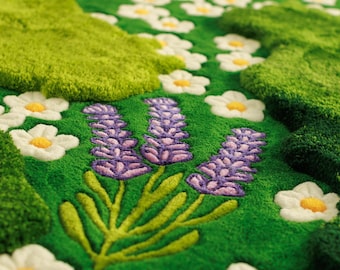 Large Moss Rug For Living Room -  Woodland Nursery Rug - Apartment Decor Aesthetic