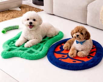 ハワイアンビーグル、犬用マット、ペット用ラグ、花柄、フェルトフロア