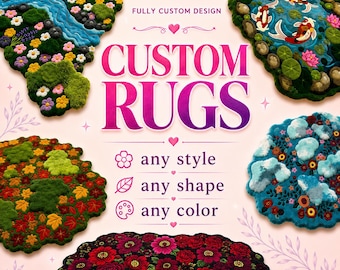 Custom Tufted Moss Rug, Handmade Flower Carpet, Kids Nursery