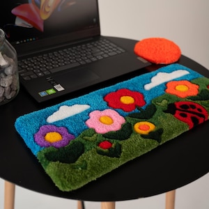Keyboard Rug, Blossom Glade Rug, Wrist Rest, Floral Desk Mat, Cubicle ...