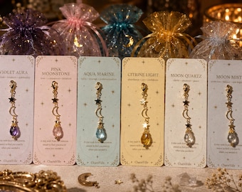 Wish Charms Collection | Celestial Moon & Star Bag Charms | Tiny Wish Lucky Charms | Giftable Wish Charms, Emotional Support Gifts |